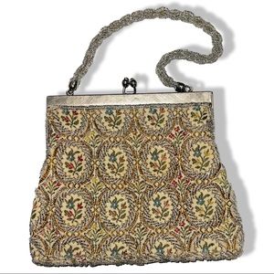 Vintage Handbag Purse Fully Beaded Outside Satin Lined inside please see pics